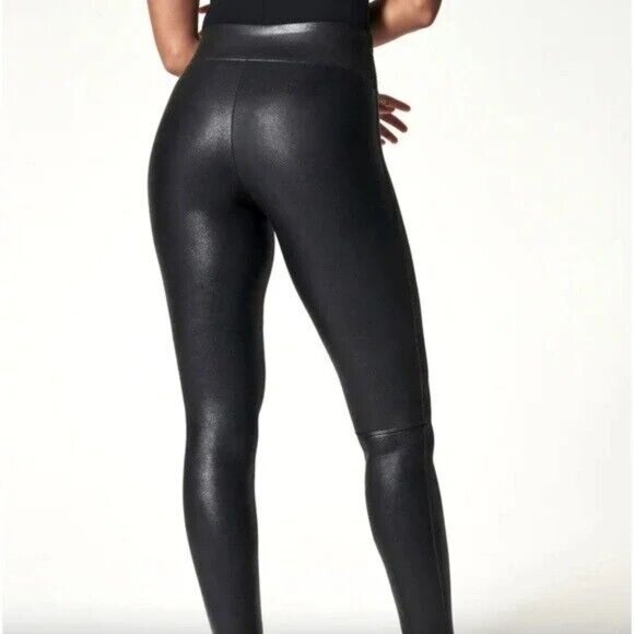 SPANX BLACK Faux Leather Leggings Size 1X - Picture 12 of 12
